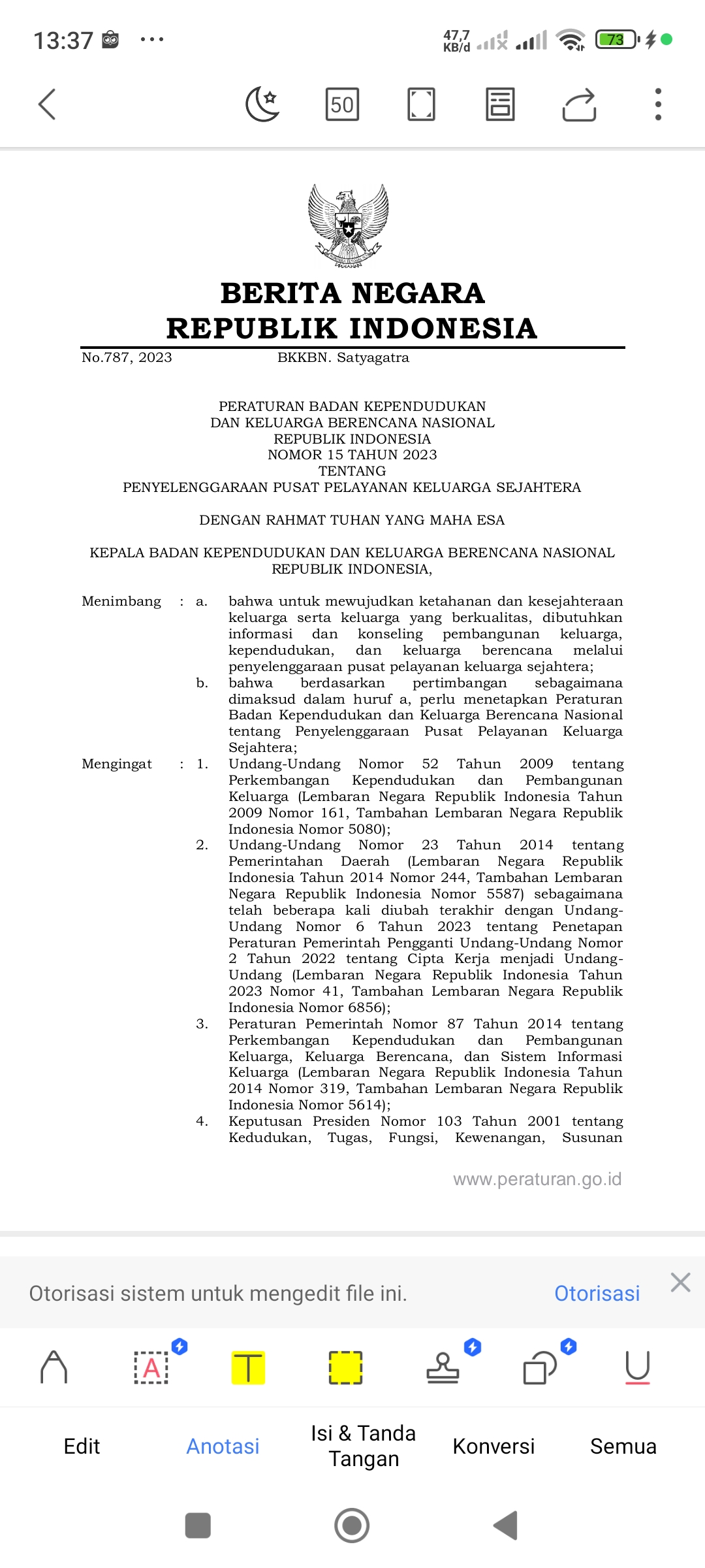 PERBAN NO 15 TAHUN 2023 TENTANG SATYAGATRA